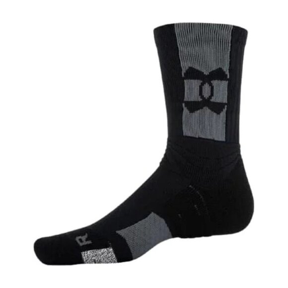 UA Project Rock Playmaker Unisex Black/Grey Sock Size 9-12 or 8-12 - Picture 2 of 10